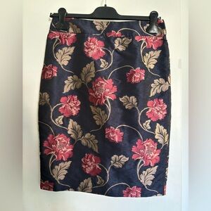 Ann Taylor Jaquard Skirt in Midnight Blue and Dusty Pink Size 2